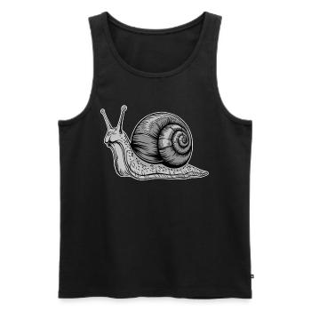 Illustration graphique d’animal escargot gris - Débardeur bio Premium Homme - noir - Devant - Michal (187cm)