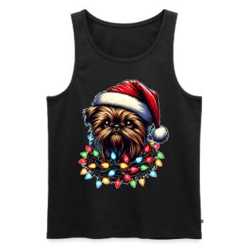 Brussels Griffon Dog Santa Hat Xmas - Men's Premium Organic Tank Top - black - Front - AI Model Male 178 light (178cm)