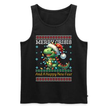 Merry Crisis Weihnachten Dino Ugly Christmas - Männer Premium Bio Tank Top - Schwarz - Vorne - Michal (187cm)
