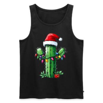 Chapeau de Noël Cactus Noël - Débardeur bio Premium Homme - noir - Devant - AI Model Male 178 light (178cm)
