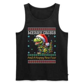 Weihnachten Merry Crisis Dino Ugly Christmas - Männer Premium Bio Tank Top - Schwarz - Vorne - Michal (187cm)