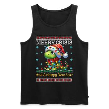T-Rex Ugly Christmas Merry Crisis Weihnachten - Männer Premium Bio Tank Top - Schwarz - Vorne - Michal (187cm)