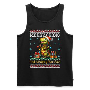 Dino Weihnachten Merry Crisis Ugly Christmas - Männer Premium Bio Tank Top - Schwarz - Vorne - Michal (187cm)