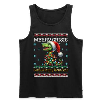 Weihnachten T-Rex Merry Crisis Ugly Christmas - Männer Premium Bio Tank Top - Schwarz - Vorne - Michal (187cm)