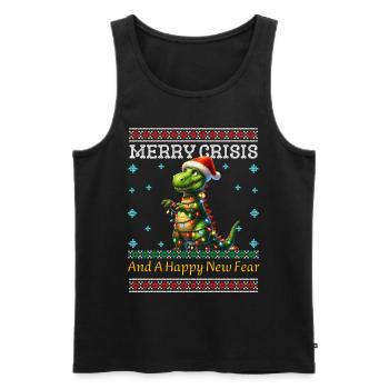 Merry Crisis Weihnachten Dino Ugly Christmas - Männer Premium Bio Tank Top - Schwarz - Vorne - Michal (187cm)