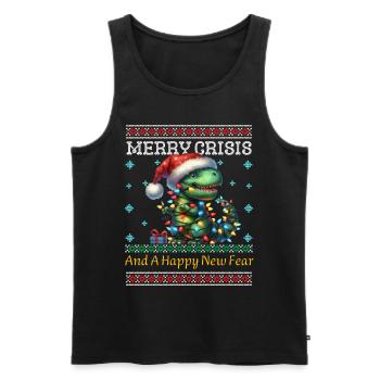 Dino Merry Crisis Ugly Christmas Weihnachten - Männer Premium Bio Tank Top - Schwarz - Vorne - Michal (187cm)