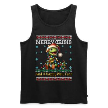 Dino Merry Crisis Weihnachten Ugly Christmas - Männer Premium Bio Tank Top - Schwarz - Vorne - Michal (187cm)