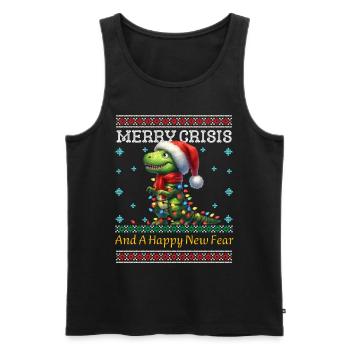 Dino Ugly Christmas Merry Crisis Weihnachten - Männer Premium Bio Tank Top - Schwarz - Vorne - Michal (187cm)