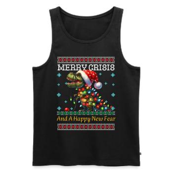 T-Rex Merry Crisis Weihnachten Ugly Christmas - Männer Premium Bio Tank Top - Schwarz - Vorne - Michal (187cm)