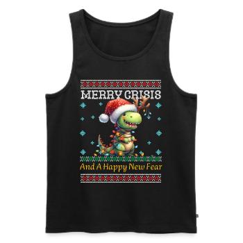 Weihnachten Merry Crisis Dino Ugly Christmas - Männer Premium Bio Tank Top - Schwarz - Vorne - Michal (187cm)