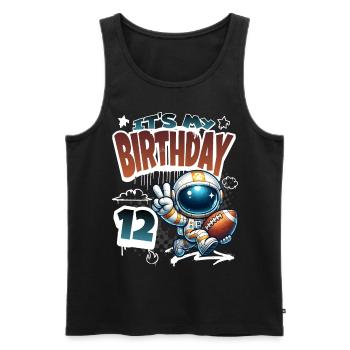 Astronaut 12th Birthday Football - Men's Premium Organic Tank Top - black - Front - AI Model Male 178 light (178cm)