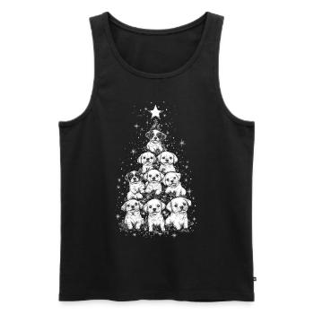 Chiot arbre de Noël chiens Cadeau de Noël - Débardeur bio Premium Homme - noir - Devant - Michal (187cm)