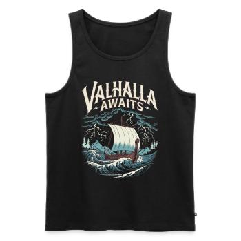 Valhalla Awaits für eine Wikinger Fan - Männer Premium Bio Tank Top - Schwarz - Vorne - Michal (187cm)