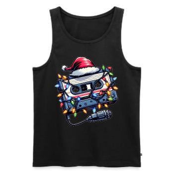 Kassette Retro Weihnachtsmütze Xmas - Männer Premium Bio Tank Top - Schwarz - Vorne - Michal (187cm)