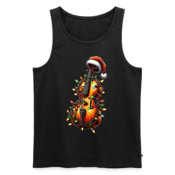Violoncelle Instrument de musique Chapeau de Noël Noël - Débardeur bio Premium Homme - noir - Devant - Michal (187cm)