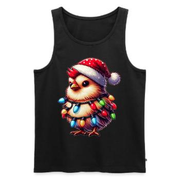 Cute Kawaii Chicken Farm Farmer Christmas - Men's Premium Organic Tank Top - black - Front - Michal (187cm)
