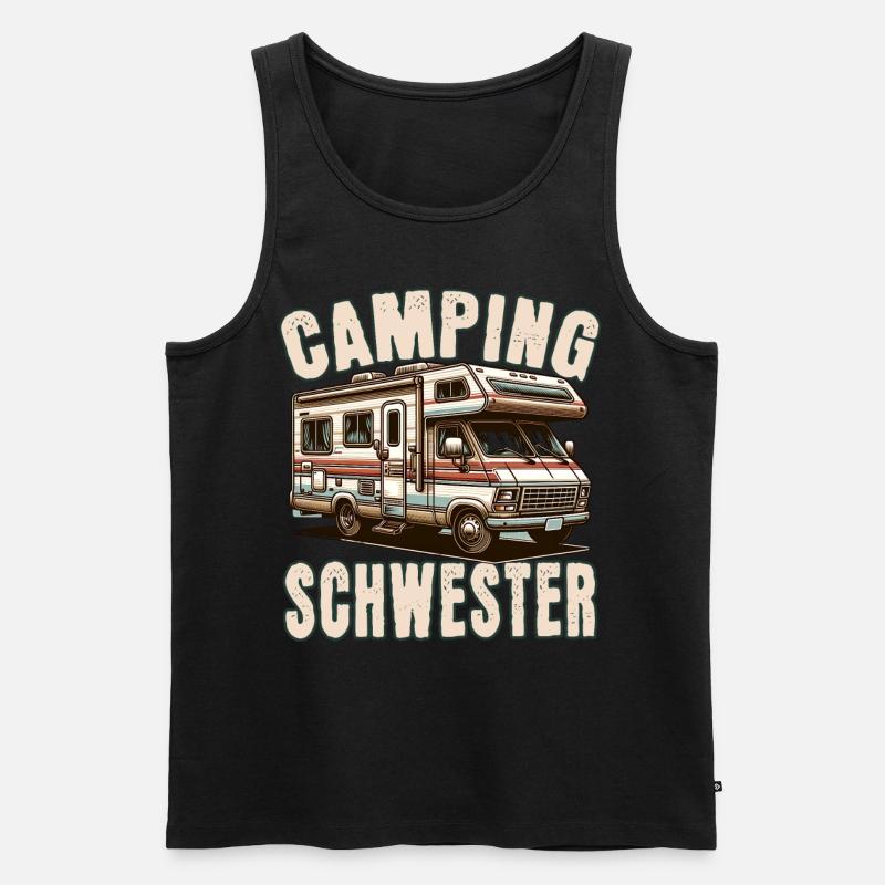 Camping Schwester - Männer Premium Bio Tank Top - Schwarz
