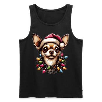 Chihuahua Chien Père Noël - Débardeur bio Premium Homme - noir - Devant - Michal (187cm)