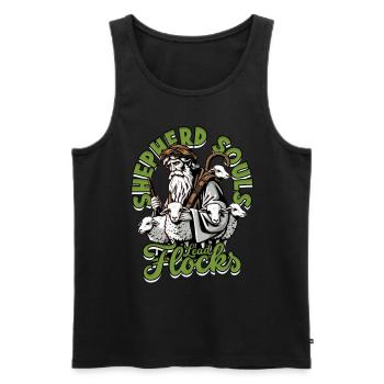 Schafhirte Schäferei Shepherd Souls Lead Flocks - Männer Premium Bio Tank Top - Schwarz - Vorne - AI Model Male 178 light (178cm)