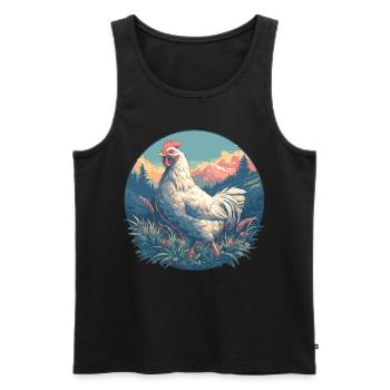 Rooster Hähne Hahn - Männer Premium Bio Tank Top - Schwarz - Vorne - AI Model Male 178 light (178cm)