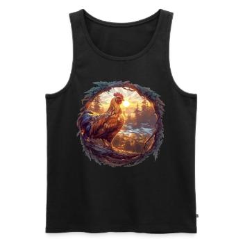 Rooster Hähne Hahn - Männer Premium Bio Tank Top - Schwarz - Vorne - AI Model Male 178 light (178cm)