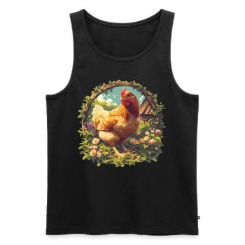 Rooster Hähne Hahn - Männer Premium Bio Tank Top - Schwarz - Vorne - AI Model Male 178 light (178cm)