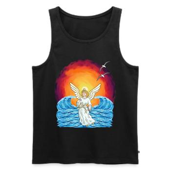 Angel Sunset Sea Waves Nature - Men's Premium Organic Tank Top - black - Front - Michal (187cm)