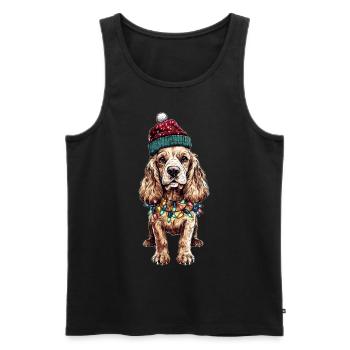 Cocker Spaniel Chien Père Noël Noël - Débardeur bio Premium Homme - noir - Devant - Michal (187cm)