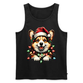 Cute Corgi Christmas Hat Xmas - Men's Premium Organic Tank Top - black - Front - Michal (187cm)