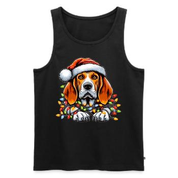 Coonhound Chien Chapeau de Noël Noël - Débardeur bio Premium Homme - noir - Devant - Michal (187cm)