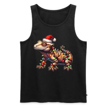 Chapeau de Noël Gecko Lizard à crête Noël - Débardeur bio Premium Homme - noir - Devant - Michal (187cm)