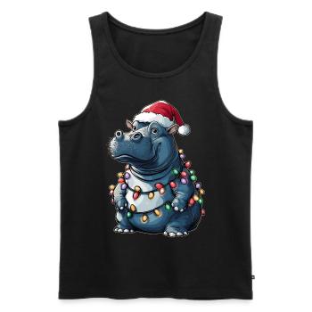 Hippo Hippopotamus Weihnachtsmütze Xmas - Männer Premium Bio Tank Top - Schwarz - Vorne - AI Model Male 178 light (178cm)