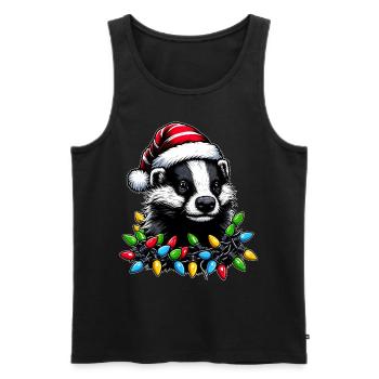 Honigdachs Ratel Weihnachtsmütze Xmas - Männer Premium Bio Tank Top - Schwarz - Vorne - Michal (187cm)