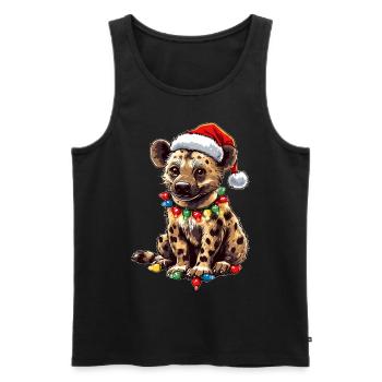 Chapeau de Noël mignon hyène Noël - Débardeur bio Premium Homme - noir - Devant - AI Model Male 178 light (178cm)