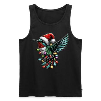 Bunte Kolibri Weihnachtsmütze Xmas - Männer Premium Bio Tank Top - Schwarz - Vorne - AI Model Male 178 light (178cm)
