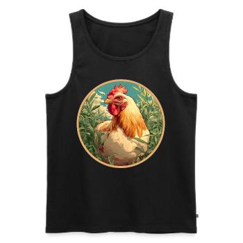 Rooster Hähne Hahn - Männer Premium Bio Tank Top - Schwarz - Vorne - AI Model Male 178 light (178cm)