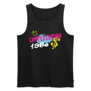 Edition Limitée 1980 Anniversaire Né 1980 - Débardeur bio Premium Homme - noir - Devant - Michal (187cm)