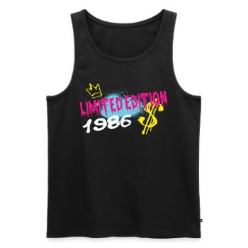 Edition Limitée 1986 Anniversaire Né 1986 - Débardeur bio Premium Homme - noir - Devant - Michal (187cm)