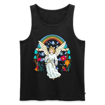 Arc en ciel Ange gardien Ange Papillons Fleur - Débardeur bio Premium Homme - noir - Devant - Michal (187cm)