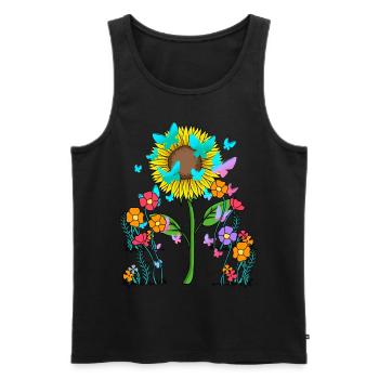 Tournesol Tournesols Papillons Insectes - Débardeur bio Premium Homme - noir - Devant - Michal (187cm)