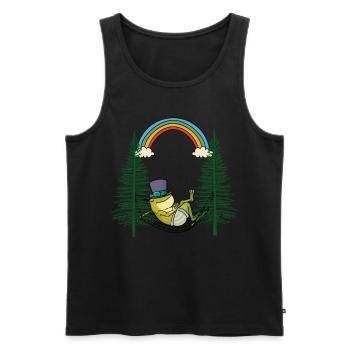 Frog frogs nature lover chilling hammock - Men's Premium Organic Tank Top - black - Front - Michal (187cm)