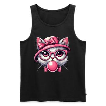 Katze mit Brille, Kätzchen, Kaugummi, Kawaii - Männer Premium Bio Tank Top - Schwarz - Vorne - Michal (187cm)