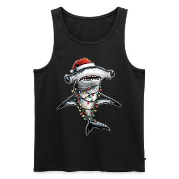 Hammerhai Weihnachtsmütze Xmas - Männer Premium Bio Tank Top - Schwarz - Vorne - AI Model Male 178 light (178cm)