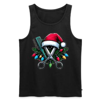 Friseur Friseurin Weihnachtsmütze Xmas - Männer Premium Bio Tank Top - Schwarz - Vorne - AI Model Male 178 light (178cm)