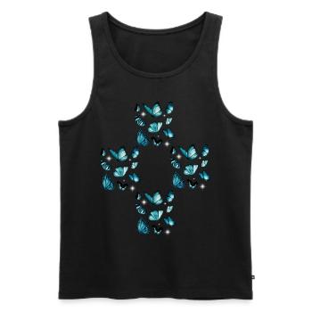 Butterflies Butterfly Cross Crosses - Men's Premium Organic Tank Top - black - Front - AI Model Male 178 light (178cm)