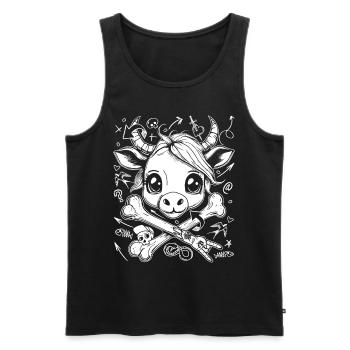 Urban Cute Comic Cow Streetwear Chemise - Débardeur bio Premium Homme - noir - Devant - Michal (187cm)