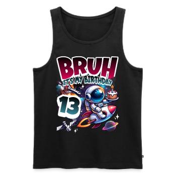 Astronaut 13th Birthday Space - Men's Premium Organic Tank Top - black - Front - AI Model Male 178 light (178cm)