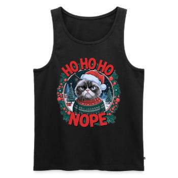 Weihnachtsmuffel-Shirt: Grummelige Weihnachtskatze - Männer Premium Bio Tank Top - Schwarz - Vorne - Michal (187cm)