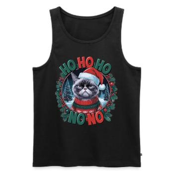 Drôle de chat en pull de Noël – Idée cadeau - Débardeur bio Premium Homme - noir - Devant - Michal (187cm)