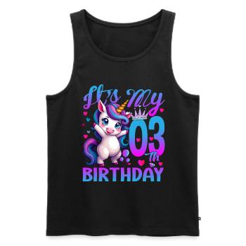 3. Geburtstag Einhorn Es ist mein 3. Geburtstag - Männer Premium Bio Tank Top - Schwarz - Vorne - Michal (187cm)
